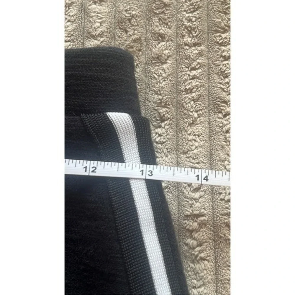 Hema Black Bodycon Midi Skirt Side Stripe Sporty Chic‎ White Slit Size S